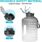 1 Gallon Motivational Sports Water Bottle with Time Marker, BPA Free 128oz Leak Proof Jug, Black, Plastic, 128 ounces, Fitness, Sports, Outdoor Activities - Image 3