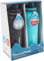 ThermoFlask Stainless Steel Water Bottles 2-Pack - Double-Wall Vacuum Insulated - 40 oz - BPA-Free Spout Lids - Keeps Drinks Cold 24 Hrs, Hot 12 Hrs - Leakproof, Dishwasher Safe, Onyx Black/Splash - Image 3