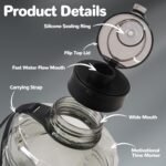 Large Water Bottle with Motivational Time Marker, 74oz Water Jug with Handle Leak-Proof, Clear Sport half gallon water Bottle for Gym Camping Workout Outdoors - Image 5