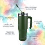 Hogg Bluetooth Tumbler 30 oz Grippy - Hunter Green, Bluetooth Speaker Cup, 30 oz Stainless Steel Tumbler with Handle, Green Cup with Speaker, Insulated Water Bottle, Gifts for Music Lovers - Image 3
