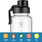 Fanhaw 32 oz Clear BPA-Free Tritan Water Bottle with Fast-Flow Spout Lid, Leakproof Wide-Mouth Reusable Bottle for Gym, School & Office (Clear&Black) - Image 4