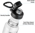 Fanhaw 32 oz Clear BPA-Free Tritan Water Bottle with Fast-Flow Spout Lid, Leakproof Wide-Mouth Reusable Bottle for Gym, School & Office (Clear&Black) - Image 5