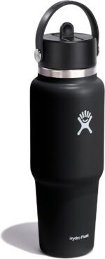 Hydro Flask Travel Water Bottle - Insulated Stainless Steel - Wide Straw Lid, Non Spill, Leakproof in 32 Oz Black - Image 3