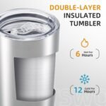 20 oz Tumbler Bulk with Lid Stainless Steel Insulated Tumblers Double Wall Vacuum Coffee Mug Powder Coated Tumbler Cups for Cold and Hot Drinks, Stainless Steel, 12 pack - Image 3