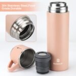 Stainless Steel Thermo 500ml/16.9oz Vacuum Insulated Bottle with Cup for Coffee Hot drink and Cold drink water flask.(Pink,Single) - Image 4