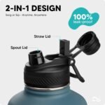 [2-IN-1 LID] 64 oz Insulated Water Bottle with Silicone Boot (48hrs Cold/24hrs Hot) - DIY Stickers, Leakproof, BPA Free, Half Gallon - Image 3