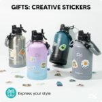 [2-IN-1 LID] 64 oz Insulated Water Bottle with Silicone Boot (48hrs Cold/24hrs Hot) - DIY Stickers, Leakproof, BPA Free, Half Gallon - Image 5