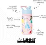 Simple Modern Kids Summit Water Bottle with Straw Lid | Disney Princess 14oz Stainless Steel Cup Insulated Tumbler for Girls, School | Princess Rainbows - Image 3