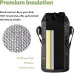 CIVAGO Half Gallon Glass Water Bottle with Straw and Insulated Bottle Holder Sling, 64 oz Motivational Water jug with Time Marker and Silicone Sleeve, Water Flask with 2 Lids, Black - Image 3