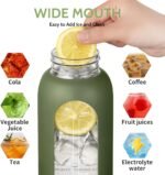 CIVAGO Half Gallon Glass Water Bottle with Straw and Insulated Bottle Holder Sling, 64 oz Motivational Water jug with Time Marker and Silicone Sleeve, Water Flask with 2 Lids, Black - Image 4