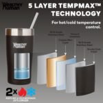 Healthy Human Stainless Steel Tumbler with Straw & Lid | Splash Proof Insulated Travel Cup | Eco-Friendly Coffee Tumblers | Water Cups with Straws Cleaner and Splash Proof Lids (20oz, Pure Black) - Image 4