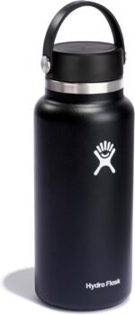 Hydro Flask Water Bottle - Insulated Stainless Steel - Wide Mouth Flex Lid, Non Spill, Leakproof and Refillable in 32 Oz Black - Image 3