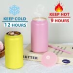 16oz Stainless Steel Can Tumblers, 16 Pack Insulated Beer Can Glass Cups with Lids and Straws, Iced Coffee Cup for Smoothie, Juice, Soda, Milk, Multiple colors - Image 4