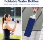 Collapsible Water Bottles 20.6oz Silicone Foldable Leakproof BPA Free Reusable Lightweight Portable Sport Water Bottles For Travel Camping Hiking Outdoor Indoor Detachable for Dishwasher - Image 3