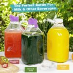 2 Pack 64 Oz Heavy Duty Glass Milk Bottle with 1 Silicone Spout and 3 Reusable Airtight SCREW LID, 2 Qt Glass Water Bottle with 2 Exact Scale Lines - Milk Jug Pitcher - 1/2 Gal Juice Bottles - Image 5
