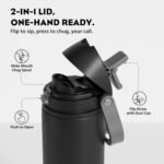 POWCAN 24 oz Insulated Water Bottle for Sports: Push-Button Spout & Quick-Flip Straw, Leakproof, Keep Cold 24Hrs, Fits Car Cupholder, Stainless Steel Bottle for Travel, Gym, School (Midnight Black) - Image 3