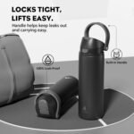 POWCAN 24 oz Insulated Water Bottle for Sports: Push-Button Spout & Quick-Flip Straw, Leakproof, Keep Cold 24Hrs, Fits Car Cupholder, Stainless Steel Bottle for Travel, Gym, School (Midnight Black) - Image 4