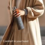 Cosumy Glass Water Bottle 25oz with Felt Sleeve - Borosilicate Glass - Leakproof Lid - BPA Free - Ideal for Work, Travel & Gym (Anthracite) - Image 3