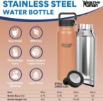 Healthy Human Stainless Steel Water Bottle | Double Walled Vacuum Insulated Water Thermos for Adults | Eco-Friendly Travel Bottles with Leak Proof Lid (Peach, 21 oz/ 621 ML) - Image 4