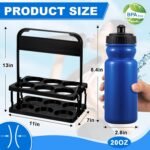Suclain 7 Pcs Water Bottle Carrier with 20 Oz Bottles and Stickers Plastic Wide Mouth Sports Water Bottle Squeeze Team Bottles with Black Lid for Fitness Bike Gym (Dark Blue) - Image 3