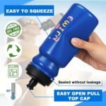 Suclain 7 Pcs Water Bottle Carrier with 20 Oz Bottles and Stickers Plastic Wide Mouth Sports Water Bottle Squeeze Team Bottles with Black Lid for Fitness Bike Gym (Dark Blue) - Image 4
