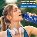 Suclain 7 Pcs Water Bottle Carrier with 20 Oz Bottles and Stickers Plastic Wide Mouth Sports Water Bottle Squeeze Team Bottles with Black Lid for Fitness Bike Gym (Dark Blue) - Image 5