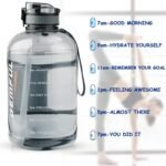GEMFUL 3 Liter Water Bottle with Straw Time Marker Large 101oz BPA-Free Leakproof Jug for Gym Sports Hiking Motivational Tracking for Men Women (Grey with Removable Straw) - Image 5