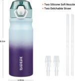 BJPKPK 18oz Insulated Water Bottle with Straw Stainless Steel Double Wall Water Bottles BPA Free Leak Proof Thermal Flask with Lockable Flip Lid and Soft Silicone Spout,Ocean Dream - Image 4