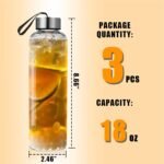 Glass Water Bottles Set of 3, 18 oz, Reusable Water Bottle with Lids, Juice Glass Bottles for Juicing, LeakProof, BPA Free, Container Bottle for Refrigerator, Suitable for Beverage, Soda (Clear) - Image 3