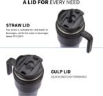 ALOUFEA 20 oz Insulated Coffee Mug Tumbler with Handle, Stainless Steel Travel Mug Tumbler with Lid and Straw,Double Wall Vacuum Leak Proof Ice Coffee Thermal Cup, Black - Image 4