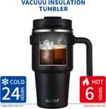 ALOUFEA 20 oz Insulated Coffee Mug Tumbler with Handle, Stainless Steel Travel Mug Tumbler with Lid and Straw,Double Wall Vacuum Leak Proof Ice Coffee Thermal Cup, Black - Image 5