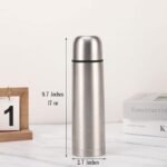 Stainless Steel Thermal Bottle with Cup Vacuum Insulated Bottle for Hot and Cold Drinks Coffee Cup Travel Mug Vacuum Flask for Tea 17Oz/500Ml(Silver) - Image 4