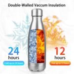 Insulated Water Bottle,12oz Stainless Steel Water Bottles with straw lid,Metal Sports Water Bottles for Boys,Girls,Double Wall Vacuum BPA-Free Flask for School, Sports & Travel-Sliver - Image 3