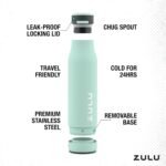 ZULU Ace Vacuum Insulated Stainless Steel Water Bottle with Chug Spout, Leak-Proof Locking Lid and Removable Base for School, Backpack, Sports, Gym, Travel - Image 4
