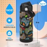 Boys Water Bottle with Straw,18 oz Kids Insulated Cups with Stainless Steel Leak Proof for School,Sport&Travel（Game） - Image 3