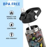 Boys Water Bottle with Straw,18 oz Kids Insulated Cups with Stainless Steel Leak Proof for School,Sport&Travel（Game） - Image 4