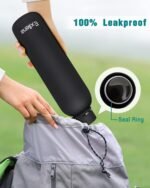 Slim Insulated Water Bottles for Travel 18oz with Clip, Double Wall Vacuum Stainless Steel Water Bottle Keeps Drinks Cold 24 Hrs/Hot 12 Hrs, 100% Leakproof, BPA Free(Black) - Image 5