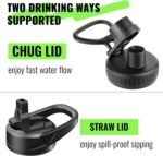 32 oz Glass Water Bottle with Straw and Handle, Sports Motivational Water Flask with Silicone Sleeve, Large Leakproof Water Flask Cup with Time Marker for Travel, Gym, Black - Image 3