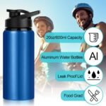 10 Pack Water Bottles Bulk, 20oz Sports Aluminum Water Bottle with Snap Lids Metal Reusable Leak proof Personalized Bottle for Travel Camping Gym Hiking Fishing(Black) - Image 4