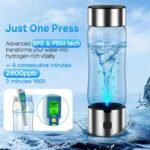Hydrogen Water Bottle Generator – Produces Hydrogen Water Alternative to Hydrogen Water Tablets,3-Min Hydrogen Water, Inhalation & Drinking, Auto Clean, Slim & Portable for Travel, Gym, Office - Image 3