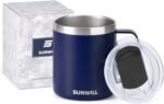SUNWILL Insulated Coffee Mug with Lid, Travel Tumbler with Handle, 14oz Stainless Steel Cup for Camping, Office, Home, Powder Coated Navy Blue - Image 4