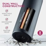 FineDine 25 Oz Insulated Water Bottle with Straw - Triple Walled Stainless Steel Metal Bottle W/ 3 Leak Proof Lids - For Travel, School, Sports, Gym/Men, Women & Kids - Inky Raven Black - Image 5