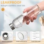 Glass Water Bottles with Lids 17 oz, Clear Juice Bottles With Stainless Steel Cap, Reusable Glass Drinking Bottle for Juicing, Refrigerator,100% Leak Proof, BPA Free - Image 3