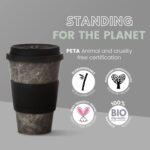 The future is bamboo - Reusable Coffee Cup Eco Friendly Bamboo Fibe Coffee Tumbler and Travel Mug 16oz, Dark Marble | Organic Bamboo Fiber - Image 3