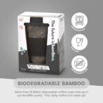 The future is bamboo - Reusable Coffee Cup Eco Friendly Bamboo Fibe Coffee Tumbler and Travel Mug 16oz, Dark Marble | Organic Bamboo Fiber - Image 4