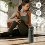 32 oz Glass Water Bottle with 2 Lids-Handle Straw Lid & Bamboo Lid,1 Liter Motivataional Tumbler Water Bottle Time Marker, Borosilicate Glass Water Bottles With Silicone Sleeve, Leakproof - Image 6