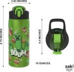 Zak Designs Minecraft Water Bottle for Travel and At Home, 19 oz Vacuum Insulated Stainless Steel with Locking Spout Cover, Built-In Carrying Loop, Leak-Proof Design (Creeper) - Image 6