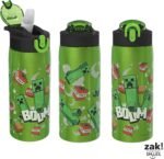 Zak Designs Minecraft Water Bottle for Travel and At Home, 19 oz Vacuum Insulated Stainless Steel with Locking Spout Cover, Built-In Carrying Loop, Leak-Proof Design (Creeper) - Image 7