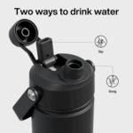 ENCOOL Insulated Water Bottle with Straw Stainless Steel Water Bottle, Leak-Proof, BPA-Free, Double Wall Vacuum Keeps Cold for 24 Hours for Sports, Travel, School (18 oz, Black Night) - Image 3