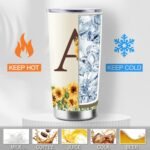 Sunflower Gifts for Women - Personalized Christmas Gifts for Women - Birthday Gift for Woman - Mothers Day Gift for Mom - Monogrammed, Initial 20oz Travel Cup Insulated Tumbler with Lid, A - Image 5